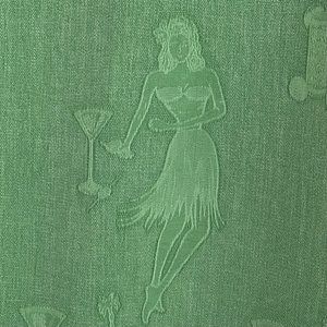 Tommy Bahama Hawaiian Camp Shirt Green M Silk Hula Dancer Bahama Colada EUC